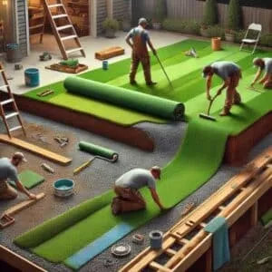foto Idee giardino posa prato sintetico