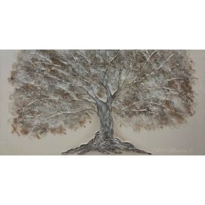 Immagine di unantica quercia bianca che incornicia un suggestivo paesaggio dipinto a mano unopera darte che fonde insieme albero, natura, sicono e disegno